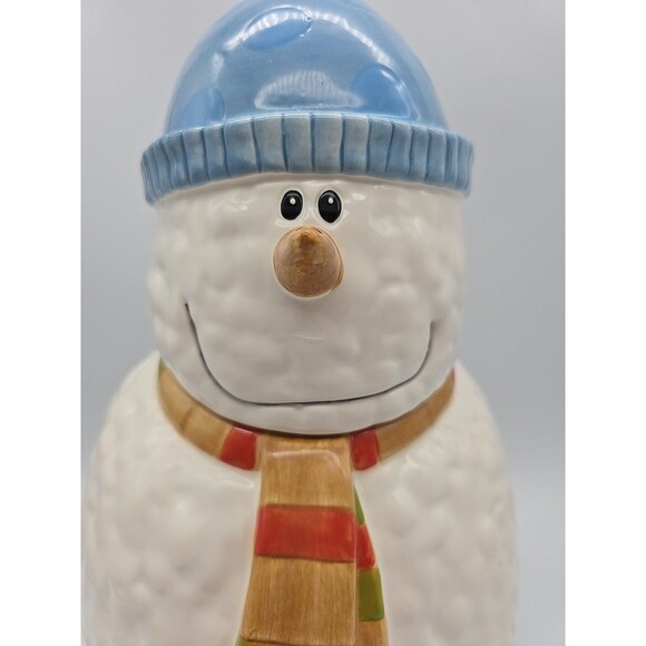 Ice Skating Snowman Ceramic Cookie Jar By Market Place - Picture 12 of 12
